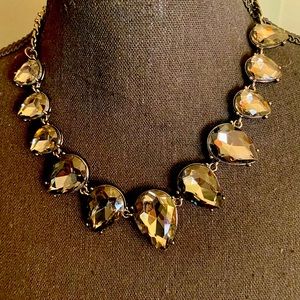 Tasha Black & Silver Crystal Jeweled Statement Necklace
